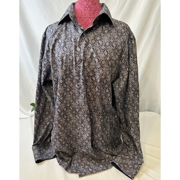 Men's Banana Republic Button Down Geometric/Paisley Blue-muted Tone XL - Picture 1 of 6
